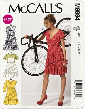 Easy McCall's Pattern M6694 Ruffled Swing Dress 4 Sleeve Styles Size 6-14 Uncut